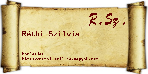 Réthi Szilvia névjegykártya